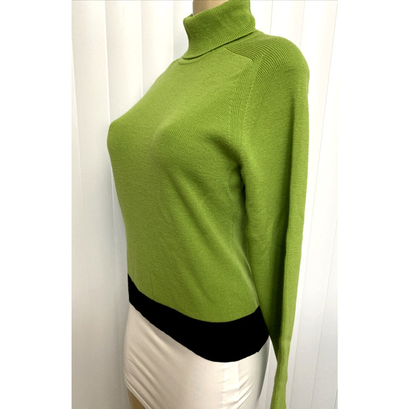 NWT Emanuel Ungaro Wool Turtleneck Sweater Pullover Long Sleeve Green Black M - Picture 3 of 6